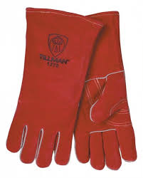 Double palmed red welding gloves heavy duty